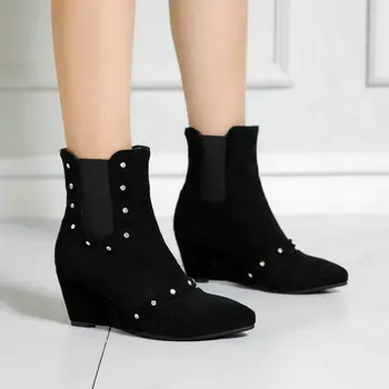 Faux Suede Women Ankle Boots Fashion Wedges High Heel Pointed Toe Ladies Short Boots Short Plush Women Shoes Big Size 34-43
Faux Suede Women Ankle Boots Fashion Wedges High Heel Pointed Toe Ladies Short Boots Short Plush Women Shoes Big Size 34-43