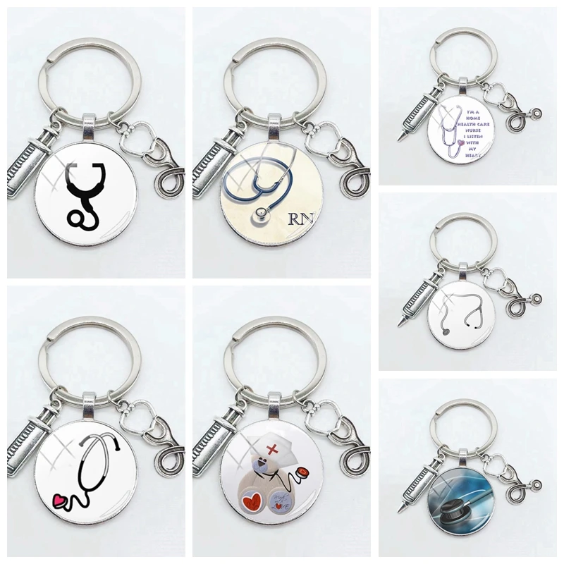 Medical Stethoscope Picture Keychain Round Dome Pendant Creative Stethoscope Syringe Alloy Men and Women Fashion Keychain
Medical Stethoscope Picture Keychain Round Dome Pendant Creative Stethoscope Syringe Alloy Men and Women Fashion Keychain