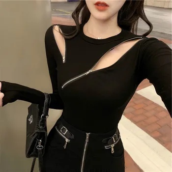 NCLAGEN Zipper Up Hollow Out Long Sleeve T Shirt 2020 Autumn Stylish Punk Clothes Women Slim Fitness Bottoming T-shirt Outfits
NCLAGEN Zipper Up Hollow Out Long Sleeve T Shirt 2020 Autumn Stylish Punk Clothes Women Slim Fitness Bottoming T-shirt Outfits
