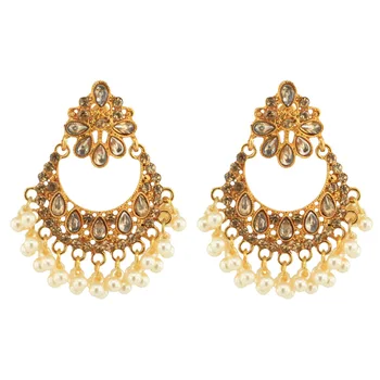 

New Ins Indian Gold Handmade Beads Wedding Bridal Nepal Thailand Piercing Earrings Korean Fashion Party Jewelry Bijoux Earring