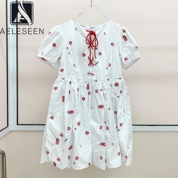 AELESEEN Sweety Women Summer Dress Runway Fashion Short Sleeve White Dress Flower Embroidery Bandage Party Holiday Mini Dress 
AELESEEN Sweety Women Summer Dress Runway Fashion Short Sleeve White Dress Flower Embroidery Bandage Party Holiday Mini Dress