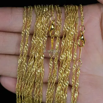 

Wholesale Lots 10pcs/lot 2mm Gold Color Water Wave Chain Necklaces 16" 18" 20" 24" Fashion Jewelry Wholesale Necklace Chains