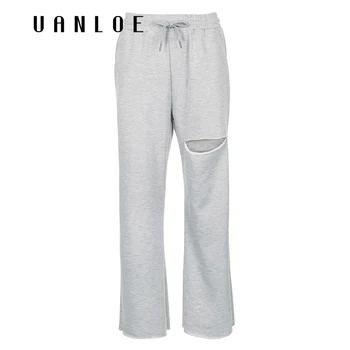 Drawstring Elastic Waist Hole Straight Pants Women Streetwear Gray Spring Autumn Sweatpants Women 2020 Trousers
Drawstring Elastic Waist Hole Straight Pants Women Streetwear Gray Spring Autumn Sweatpants Women 2020 Trousers