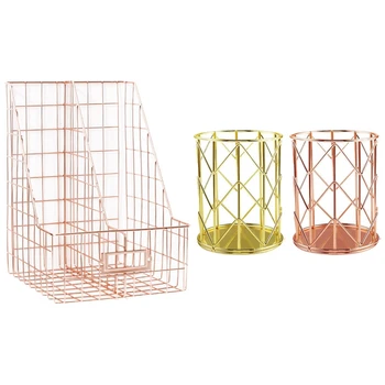 2 Pack Desk Stationery Storage Pencil Holder & 1x Mesh Book Shelf File Holder azine Rack Management Rose Gold
2 Pack Desk Stationery Storage Pencil Holder & 1x Mesh Book Shelf File Holder azine Rack Management Rose Gold
