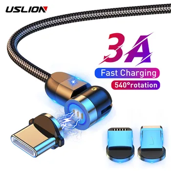 USLION 540° Magnetic Cable Micro USB Type C Cable 3A Fast Charging Phone Magnet Charger Cord For iPhone 11 Pro Samsung Xiaomi
USLION 540° Magnetic Cable Micro USB Type C Cable 3A Fast Charging Phone Magnet Charger Cord For iPhone 11 Pro Samsung Xiaomi