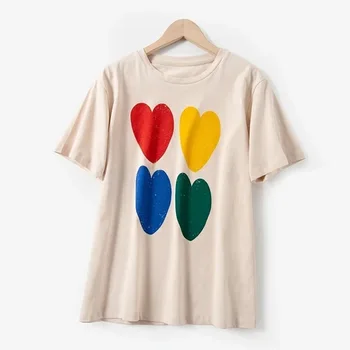 Women T-shirt New Retro Heart-shaped Love Short-sleeved T-shirt 
Women T-shirt New Retro Heart-shaped Love Short-sleeved T-shirt
