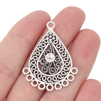 20 x Tibetan Silver Waterdrop Chandelier Multi Strand Connector Charms 3mm Blank Cabochon Setting for Earrings Jewelry Making