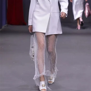Crystal Diamond Shiny Women Pants Sexy Elastic Fishnet Long Trousers See Through 
Crystal Diamond Shiny Women Pants Sexy Elastic Fishnet Long Trousers See Through