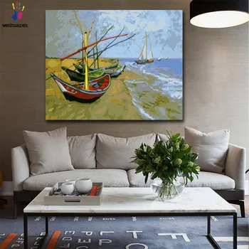 DIY colorings pictures by numbers with colors Van Gogh seaside sailing picture drawing painting by numbers framed Home 
DIY colorings pictures by numbers with colors Van Gogh seaside sailing picture drawing painting by numbers framed Home