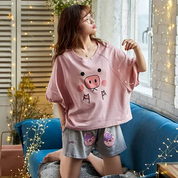 Caiyier Cute Pig Print Pajamas Set Cotton Short Sleeve Sleepwear Cartoon Women O-Neck Home Wear Casual Summer Nightwear M-XXL
Caiyier Cute Pig Print Pajamas Set Cotton Short Sleeve Sleepwear Cartoon Women O-Neck Home Wear Casual Summer Nightwear M-XXL