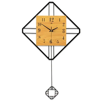 Nordic swing square wooden wall clock study TV background home wall decoration horologe simple European clocks 
Nordic swing square wooden wall clock study TV background home wall decoration horologe simple European clocks
