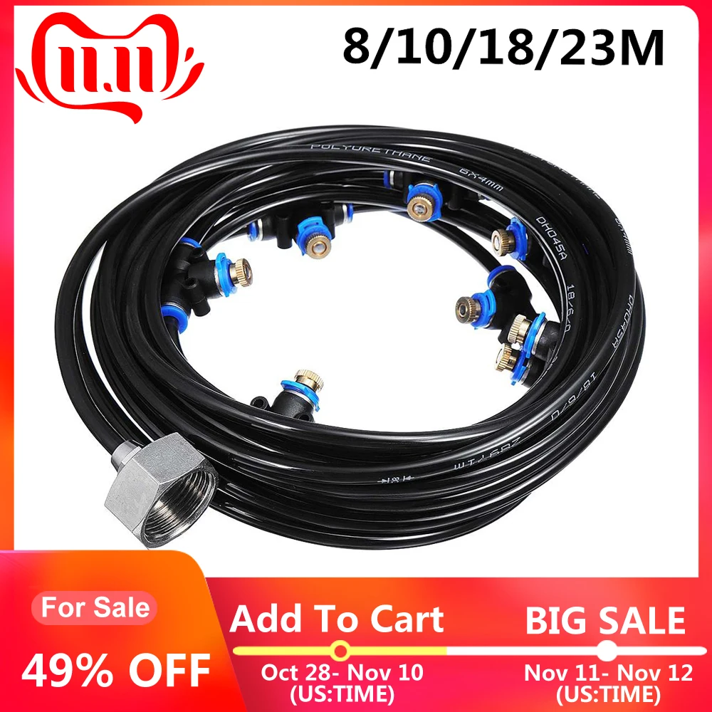 Outdoor 8/10/18/23M Mist Coolant System Water Sprinkler Garden Patio Greenhouse Plants Cooling Spray Hose Watering Kits 1/2"
Outdoor 8/10/18/23M Mist Coolant System Water Sprinkler Garden Patio Greenhouse Plants Cooling Spray Hose Watering Kits 1/2"