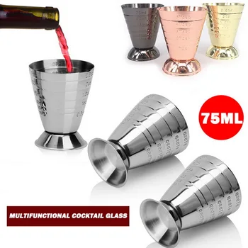 

75ml Measuring Shot Cup Ounce Jigger Bar Cocktail Drink Mixer Liquor Measuring Cup Mojito Measure Coffee Mug Stainless Steel
