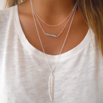 in Europe and America to restore ancient ways contracted metal feather tassels multi-layer crystal beads necklace
in Europe and America to restore ancient ways contracted metal feather tassels multi-layer crystal beads necklace