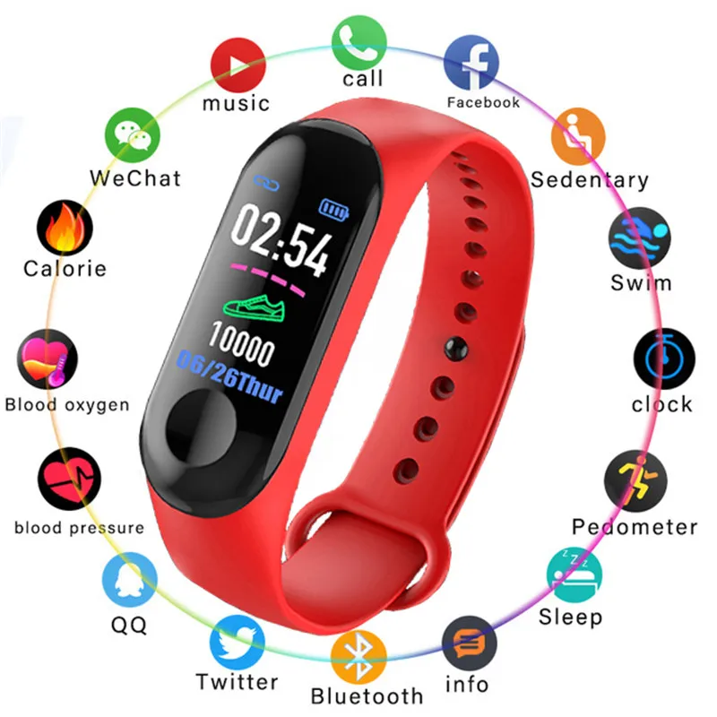 M3 Smart Bracelet Band Fitness Tracker Heart Rate Blood Pressure Messages Reminder Color Screen Sport Wristband
M3 Smart Bracelet Band Fitness Tracker Heart Rate Blood Pressure Messages Reminder Color Screen Sport Wristband