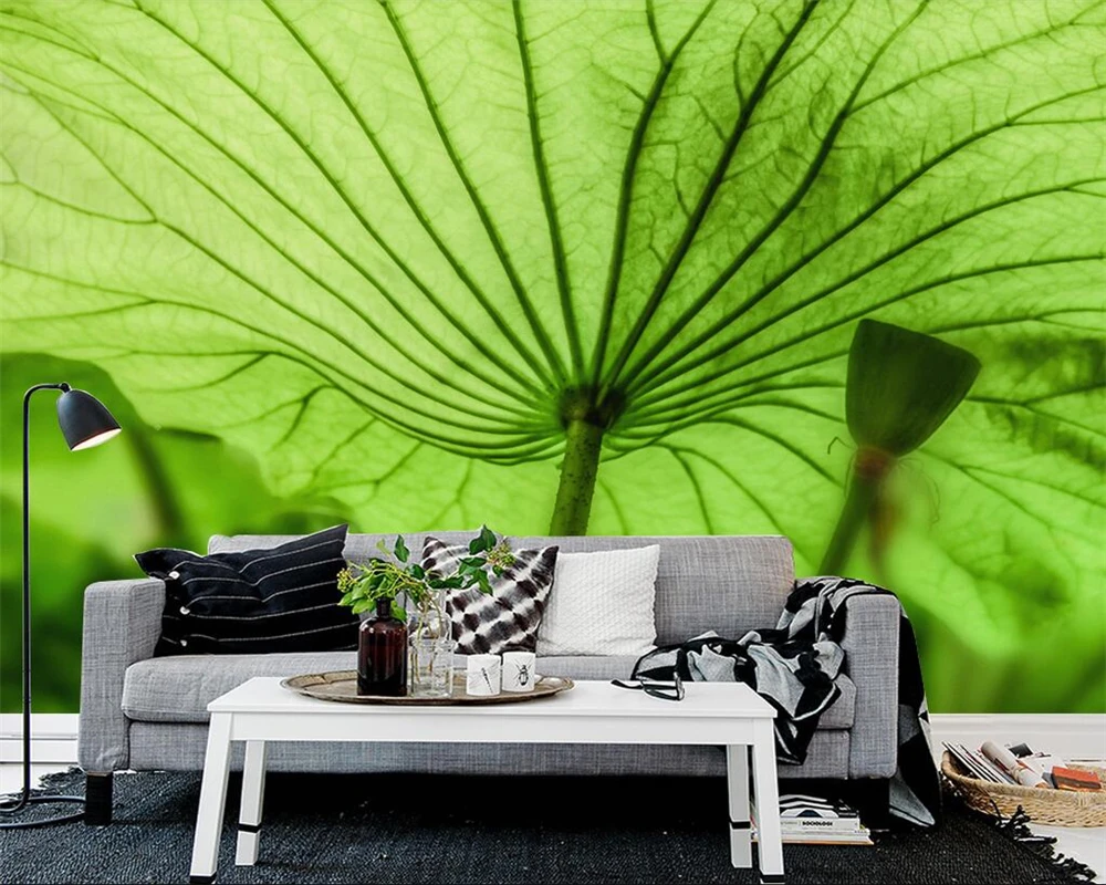 Beibehang-Custom-wallpaper-lotus-leaf-rural-wind-TV-background-wall-modern-minimalist-living-room-bedroom-backdrop (2)