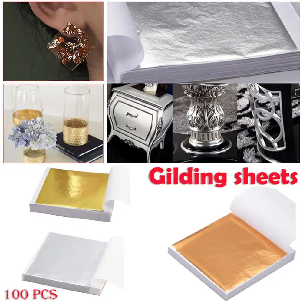 100pcs gold foil paper gilding sheets artistic paper diy crafts