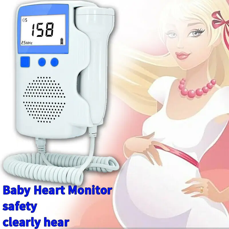 

Heart Rate Monitor Pocket Fetal Doppler LCD Display Ultrasound Baby Monitor Prenatal Scan Probe Heartbeat Sound Detector for Pre