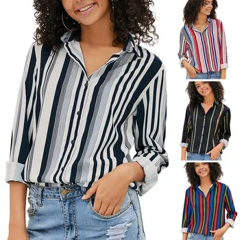 Striped blouse women Casual Button top women 2020 summer woman fashion tops formal shirts woman blouse Turn-down Collar 
Striped blouse women Casual Button top women 2020 summer woman fashion tops formal shirts woman blouse Turn-down Collar