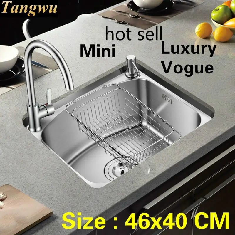 

Free shipping Standard individuality balcony single trough sink food grade 304 stainless steel hot sell 46x40 CM
