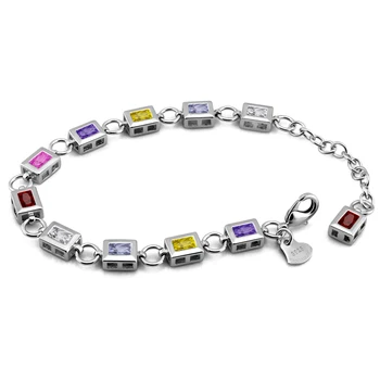 Luxury wedding Zirconia 100% 925 sterling silver Bracelet hand chain For women Colorful rainbow zircon Bangles Valentine's Day 
Luxury wedding Zirconia 100% 925 sterling silver Bracelet hand chain For women Colorful rainbow zircon Bangles Valentine's Day