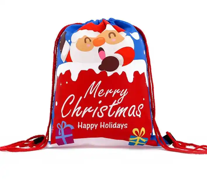 christmas drawstring bag backpack 3d print wrapping gift santa