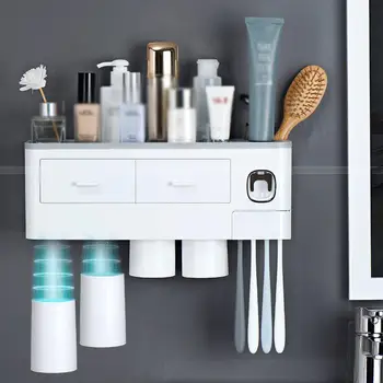 2/3/4 Bathroom Accessories Toothbrush Holder Toothpaste Storage Organizer For Toothbrushes Shelf Magnetic Adsorption With Cup
2/3/4 Bathroom Accessories Toothbrush Holder Toothpaste Storage Organizer For Toothbrushes Shelf Magnetic Adsorption With Cup