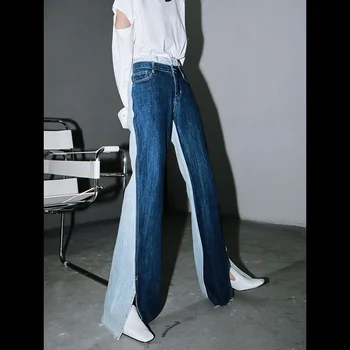 iMucci 2020 Loose Fashion Spring and Summer Thin Section Was Thin Two-color Stitching Split Straight Jeans Women TM2178
iMucci 2020 Loose Fashion Spring and Summer Thin Section Was Thin Two-color Stitching Split Straight Jeans Women TM2178