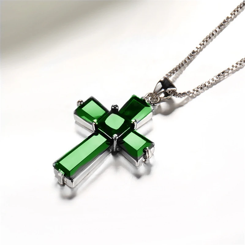 Cross Emerald Pendants Luxurious S925 Streling Silver Color Necklaces Peridot De Emerald Turquoise Bizuteria for Men Women
Cross Emerald Pendants Luxurious S925 Streling Silver Color Necklaces Peridot De Emerald Turquoise Bizuteria for Men Women