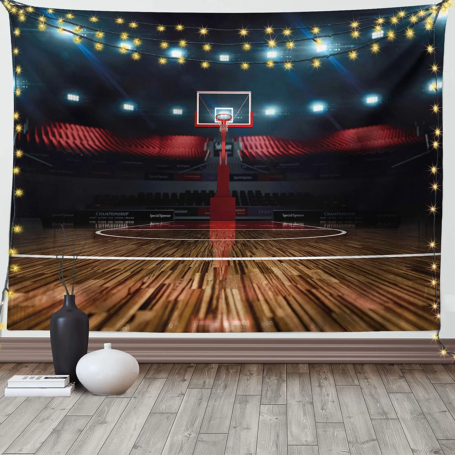 

Teen Room Tapestry Basketball Arena Stadium Before The Game Championship Sports Wall Hanging for Bedroom Living Room Blanket