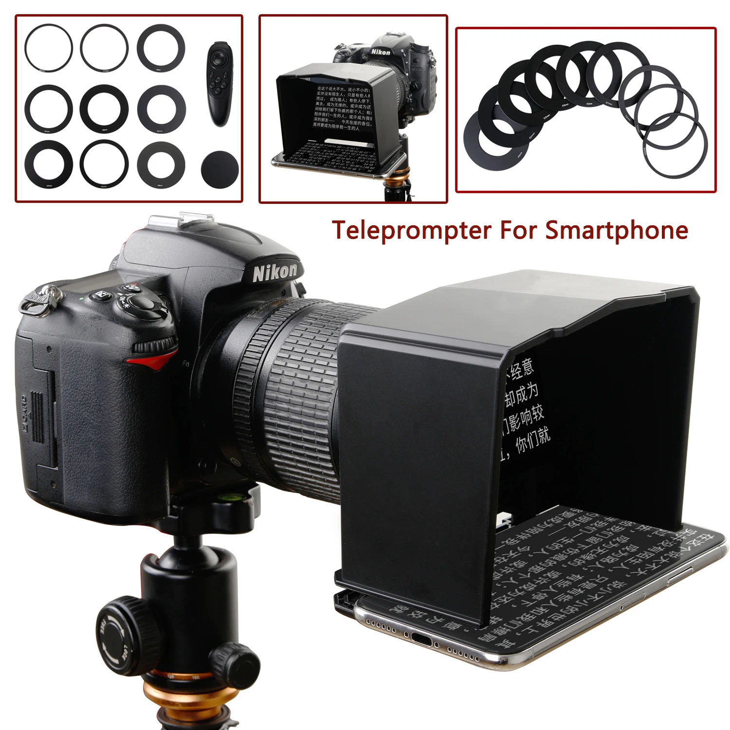 Smartphone Teleprompter for iPhone X XS XR 7 8 Huawei P30 PRO Samsung Phone for Sony Canon Nikon DSLR Camera Teleprompter
Smartphone Teleprompter for iPhone X XS XR 7 8 Huawei P30 PRO Samsung Phone for Sony Canon Nikon DSLR Camera Teleprompter