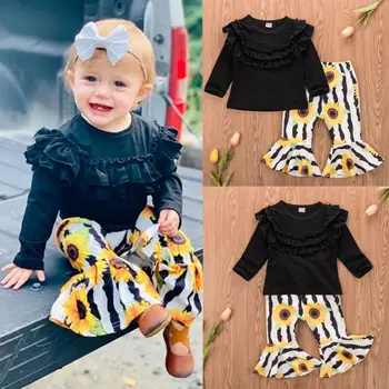 CANIS Autumn Toddler Kid Baby Girl Long Sleeve Ruffles Dress Tops T shirts Floral Printed Wide Leg Pants Outfit Set 
CANIS Autumn Toddler Kid Baby Girl Long Sleeve Ruffles Dress Tops T shirts Floral Printed Wide Leg Pants Outfit Set