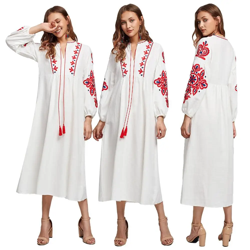 Ethnic Style Muslim Women Long Sleeve Maxi Dress Embroidery Arab Abaya Cocktail Drawstring Vintage Dress Ukrainian Vyshyvanka
Ethnic Style Muslim Women Long Sleeve Maxi Dress Embroidery Arab Abaya Cocktail Drawstring Vintage Dress Ukrainian Vyshyvanka