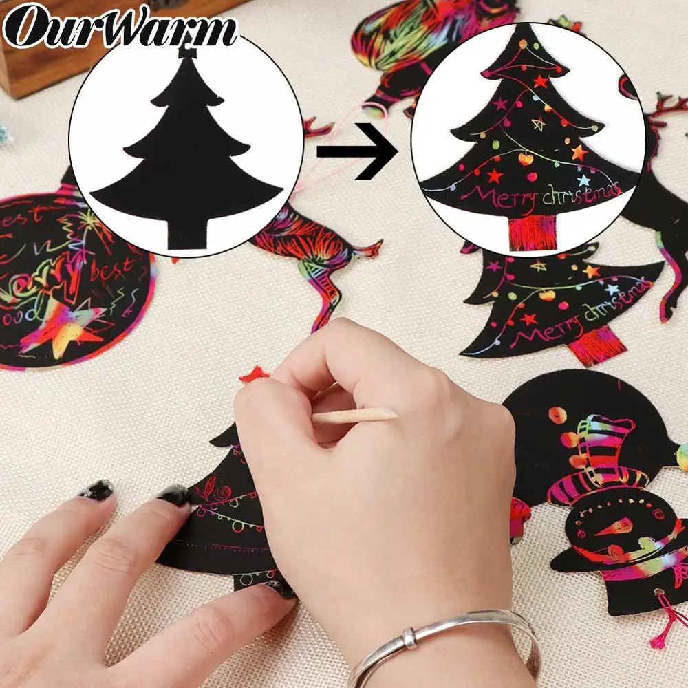 OurWarm 24pcs Magic Color Scratch Black DIY Drawing Toys Scraping Painting Kid Doodle Xmas Tree Christmas Ornaments
OurWarm 24pcs Magic Color Scratch Black DIY Drawing Toys Scraping Painting Kid Doodle Xmas Tree Christmas Ornaments