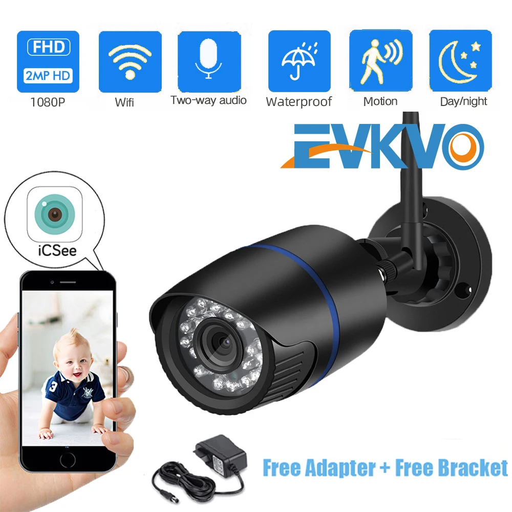 EVKVO ICSEE IP Camera Wifi 1080P HD ONVIF Wireless Wired P2P Two-Way CCTV Bullet Outdoor Waterproof Motion Detection Camera
EVKVO ICSEE IP Camera Wifi 1080P HD ONVIF Wireless Wired P2P Two-Way CCTV Bullet Outdoor Waterproof Motion Detection Camera