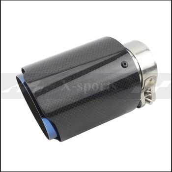 

Car Carbon Fibre Glossy Exhaust System Muffler Pipe Tip Straight Universal Blue Stainless Mufflers Decorations For Akrapovic