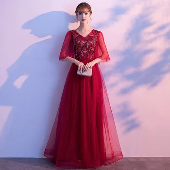 Exquisite Sequins Tassel Chinese Women Qipao Evening Party Gown Sexy Elegant Bridal Wedding Dress Lace Pleated Dresses Plus Size
Exquisite Sequins Tassel Chinese Women Qipao Evening Party Gown Sexy Elegant Bridal Wedding Dress Lace Pleated Dresses Plus Size