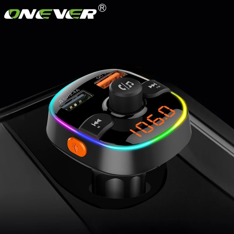 Onever FM Transmitter Wireless Bluetooth 5.0 Handsfree Car MP3 Player Bluetooth Kit FM Modulator Dual USB Charger RGB light safe
Onever FM Transmitter Wireless Bluetooth 5.0 Handsfree Car MP3 Player Bluetooth Kit FM Modulator Dual USB Charger RGB light safe