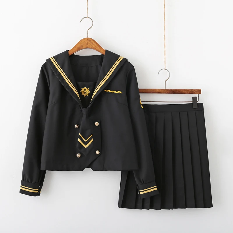 New Preppy Style Japanese School Uniform Embroidery School Dress Orthodox JK Uniforms Black Tops Pleated Skirt Sailor Suit
New Preppy Style Japanese School Uniform Embroidery School Dress Orthodox JK Uniforms Black Tops Pleated Skirt Sailor Suit
