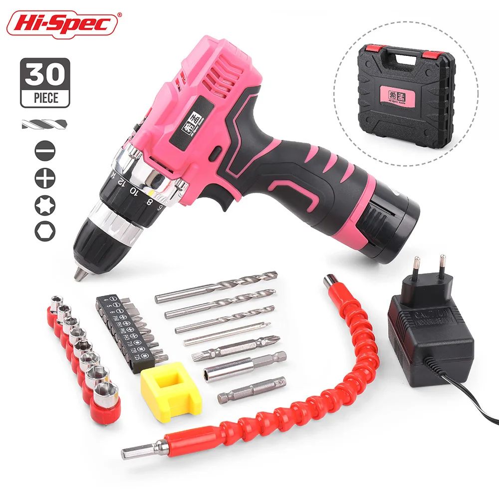 Hi-Spec 30 Piece Pink 16.8V Electric Screwdriver Household Hand Tool Set Kit Li-ion Battery Power Tool Set Girl Women Lady Tool
Hi-Spec 30 Piece Pink 16.8V Electric Screwdriver Household Hand Tool Set Kit Li-ion Battery Power Tool Set Girl Women Lady Tool