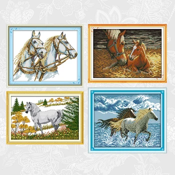 Two horses series Counted Printed Canvas Embroidery DIY Handmade Accessories Needlework Aida Cross Stitch kits Crafts
Two horses series Counted Printed Canvas Embroidery DIY Handmade Accessories Needlework Aida Cross Stitch kits Crafts