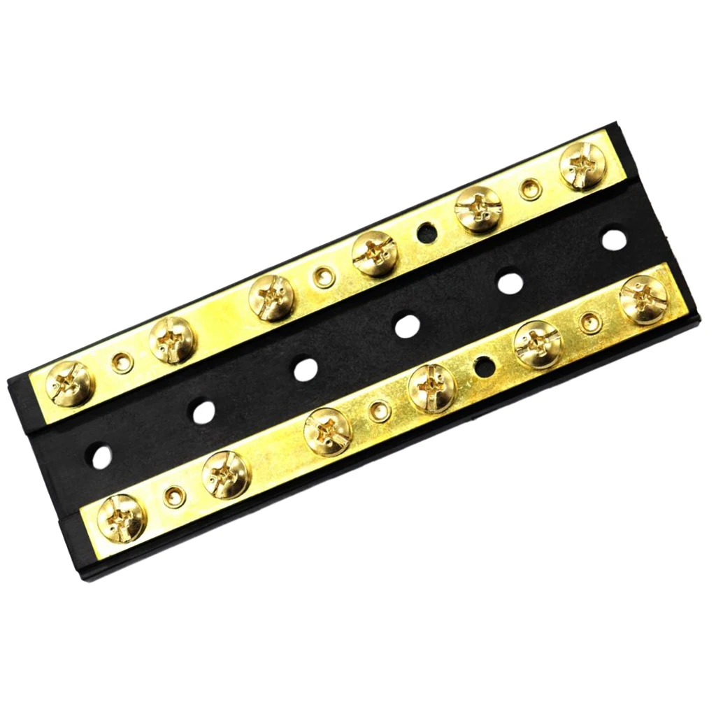 12 Circuit Terminal Block Brass Bus Bar 8-32 Screws - Positive and Negative Power Distribution Block for Marine Boats 12 Circuit Terminal Block Brass Bus Bar 8-32 Screws - Positive and Negative Power Distribution Block for Marine Boats