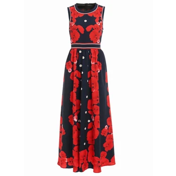 HIGH QUALITY New Stylish Fashion 2020 Designer Runway Dress Women's O-Neck sleeveless Vintage Floral Print Long dress
HIGH QUALITY New Stylish Fashion 2020 Designer Runway Dress Women's O-Neck sleeveless Vintage Floral Print Long dress