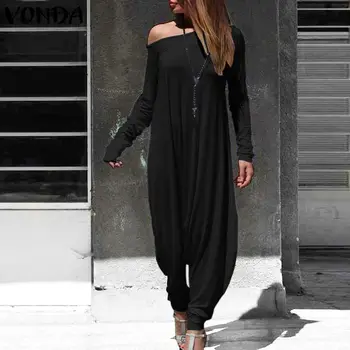 Women Rompers Playsuits Sexy One Shoulder Long Sleeve Jumpsuits Female Casual Loose Harem Pants VONDA Long Pants Plus Size
Women Rompers Playsuits Sexy One Shoulder Long Sleeve Jumpsuits Female Casual Loose Harem Pants VONDA Long Pants Plus Size