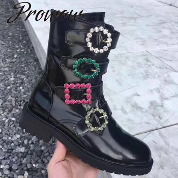 Prowow Winter Genuine Leather Crystal Jewel Buckle Ankle Boots Round Toe Brand Thick Heel Low Heel Women Boots Zapaos Mujer
Prowow Winter Genuine Leather Crystal Jewel Buckle Ankle Boots Round Toe Brand Thick Heel Low Heel Women Boots Zapaos Mujer