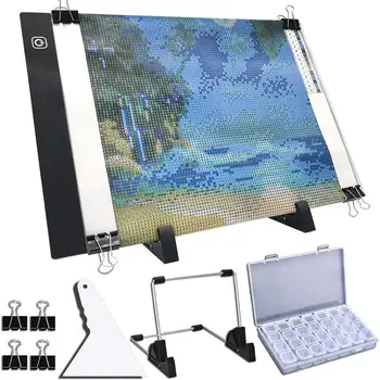 A4 LED Light Pad for Diamond Painting, USB Powered Light Board Kit, Adjustable Brightness with Detachable Stand and Clips
A4 LED Light Pad for Diamond Painting, USB Powered Light Board Kit, Adjustable Brightness with Detachable Stand and Clips