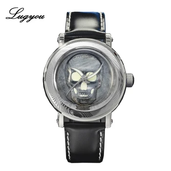 LUGYOU San Martin Skull Men Watch Damascus Steel Stylish Automatic Wristwatch Skeleton Back Ninjia Flying Sworo Hands Limited
LUGYOU San Martin Skull Men Watch Damascus Steel Stylish Automatic Wristwatch Skeleton Back Ninjia Flying Sworo Hands Limited