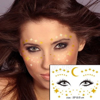 Temporary Tattoo Sticker Gold Face Crescent Moon Star Waterproof Freckles Makeup Stickers Eye Decal Body Art for Girl Kid 04
Temporary Tattoo Sticker Gold Face Crescent Moon Star Waterproof Freckles Makeup Stickers Eye Decal Body Art for Girl Kid 04