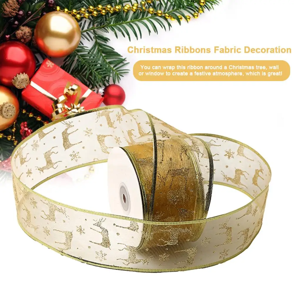 glitter elk christmas ribbon decoration diy gift