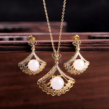 sales fashion small fresh earrings wholesale new S925 pure silver gold-plated fan-shaped women's Hetian Jade Earrings
sales fashion small fresh earrings wholesale new S925 pure silver gold-plated fan-shaped women's Hetian Jade Earrings